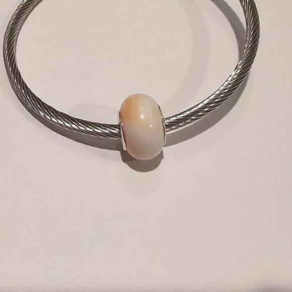 Silver Blended Yellowand White Charm‎ for Pandora Style Bracelet - Picture 2 of 6